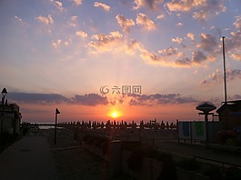 日出,海,云