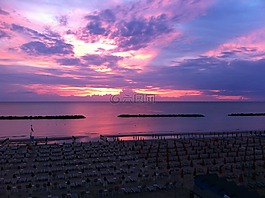 morgenrot,海灘,云