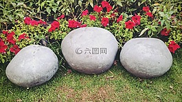 春,石頭,紅色