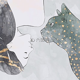 女子,貓,寵物