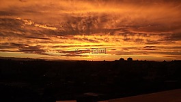 黃昏,紅色,地平線