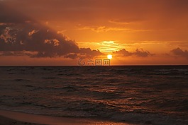 加勒比,日落,海