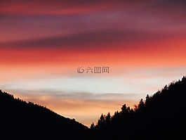 日落,谷,心情