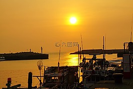 日落,碼頭,太陽(yáng)