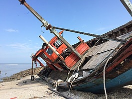 船舶,放棄,海邊