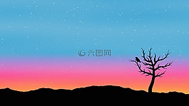 天空,樹,日出