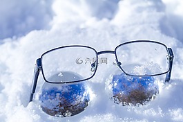 眼鏡,雪,玻璃球