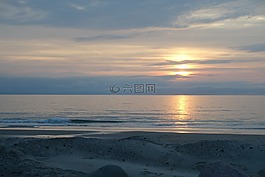 海灘,晚上,天空