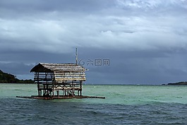 野餐的房子,浮動(dòng)的房子,海