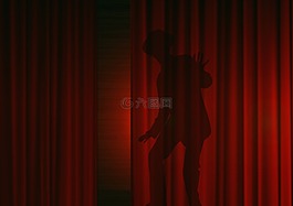 男子,剪影,窗簾