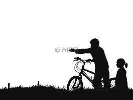 孩子們,自行車,側(cè)影