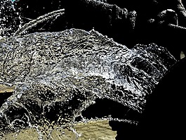 噴泉,水,流
