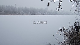 湖,冬季景观,冰