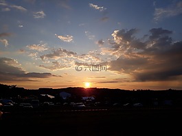 日落,天空,云
