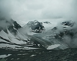 高山,霧,雪