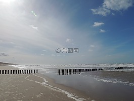 北海,海灘,海