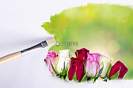 畫筆,戶外,花