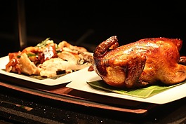 烤,鴨,食品