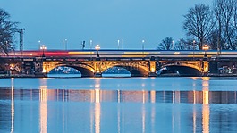 水域,全景,橋