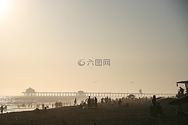 海灘,碼頭,海洋