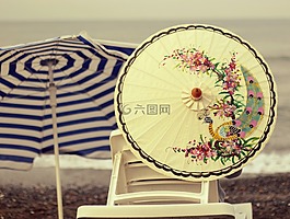傘,日光浴,海岸