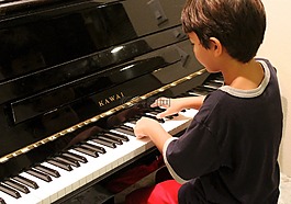 鋼琴,男孩,播放