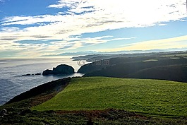 景觀,海,山