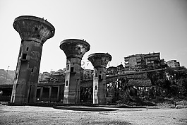 塔,黑白,城市