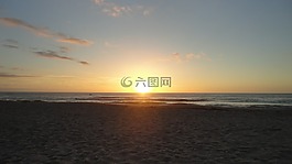 日落,海,海灘