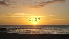 日落,海,海灘