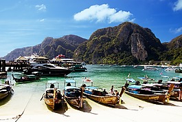 旅行,海岸,小船