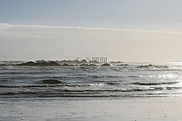 海灘,海,背光