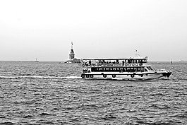 港口的圖案,單色,黑色和白色