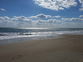 海灘,海濱,多云
