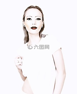 面對(duì),頭,女子