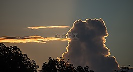 日落,天空,云