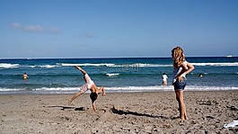 海灘,孩子們,海洋