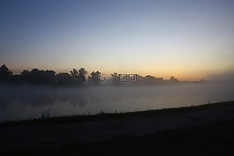 霧,河,景觀