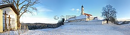 修道院,冬天,雪