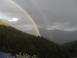 彩虹,山,景觀
