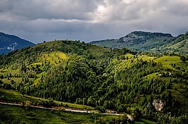 村,景觀,山