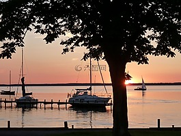 abendstimmung,日落,steinhuder 海