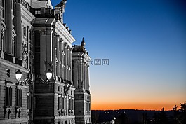 宮,日落,天空