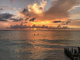 海灘,日落,墨西哥