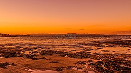 日落,海灘,海