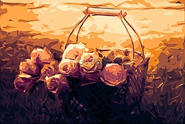 玫瑰,籃,花束