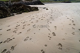 沙,痕跡,海灘