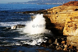 悬崖,海滩,海