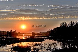 日落,太陽,景觀
