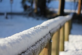 欄桿,雪,冬天